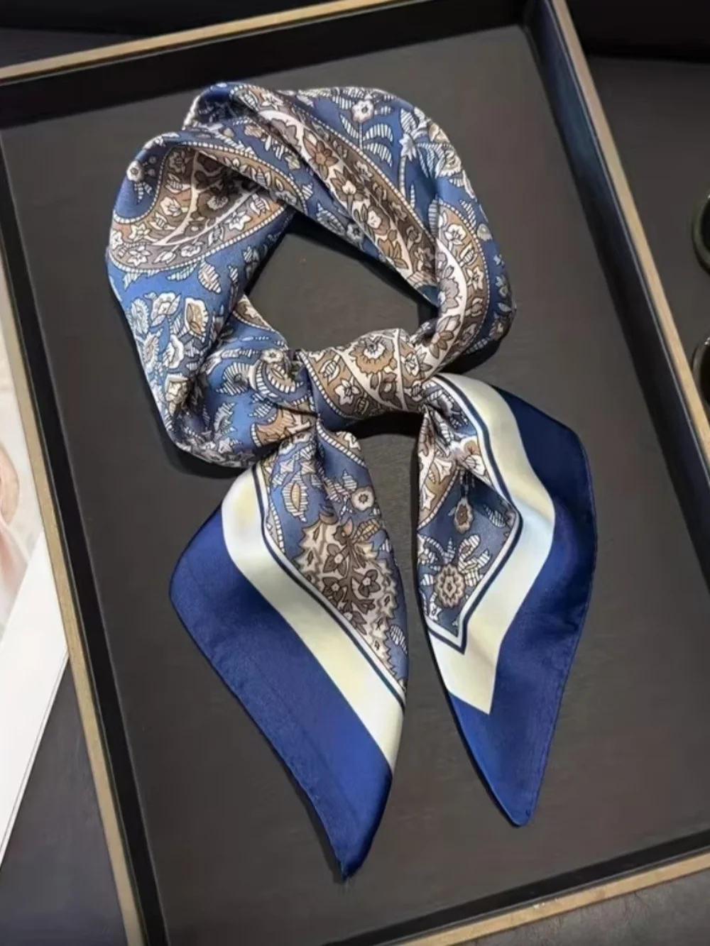 Elegant Blue Paisley Scarf - Women's Wrap